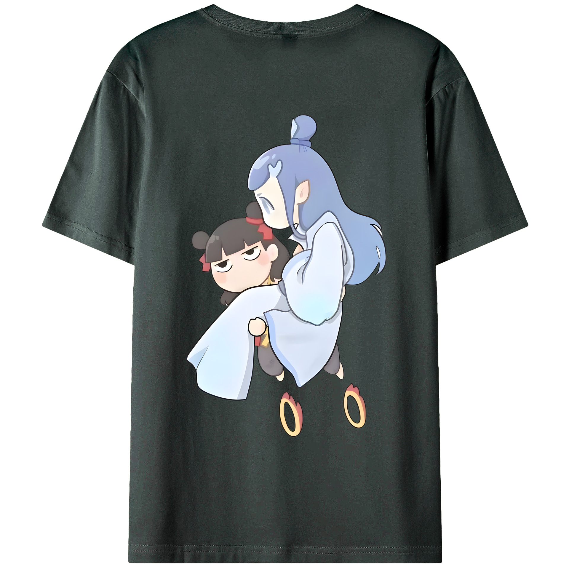 （画像用） Ne Zha 2 ナタ 魔童の大暴れ 綿100％ メンズ半袖Tシャツ（バックプリント） 通気性